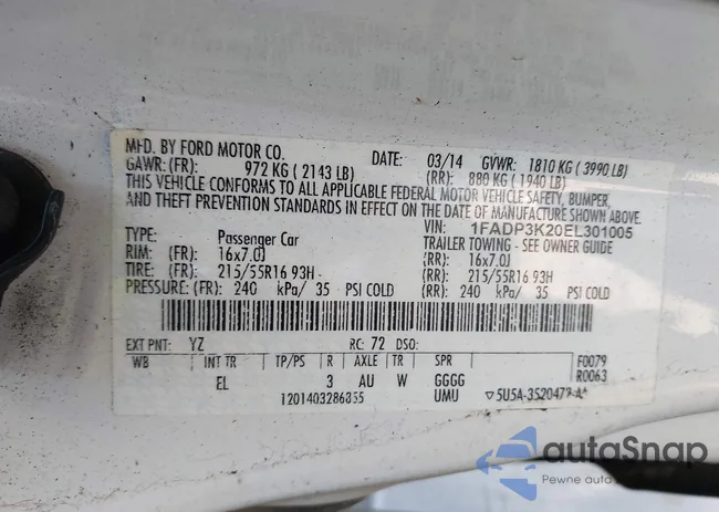 1FADP3K20EL301005: 39534153