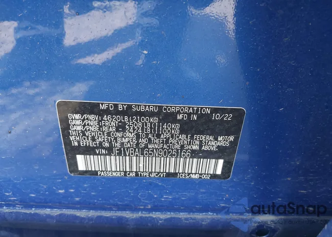 JF1VBAL65N9025166: 39539046