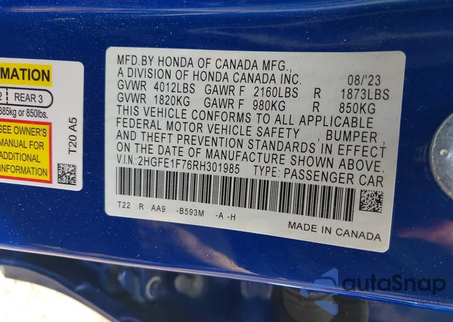 2HGFE1F76RH301985: 39540667