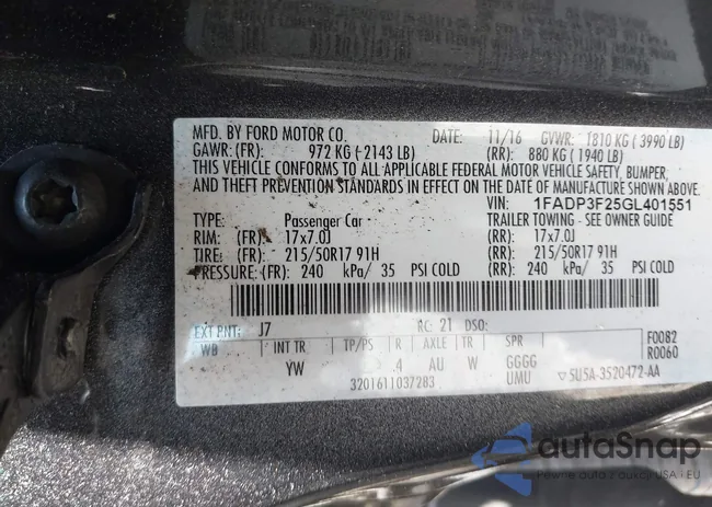 1FADP3F25GL401551: 39542233