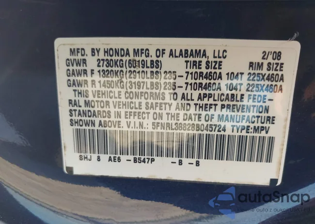 5FNRL38828B045724: 39567436