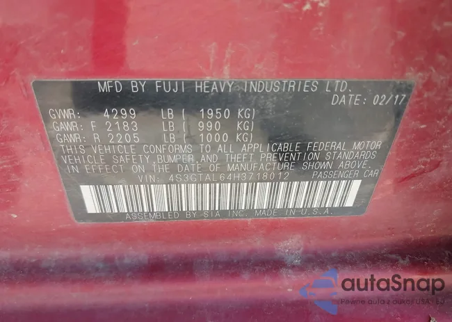 4S3GTAL64H3718012: 39576145