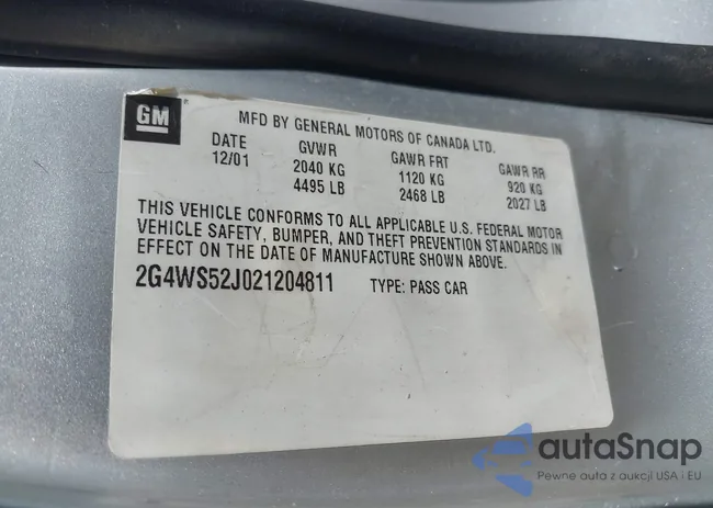 2G4WS52J021204811: 39581187