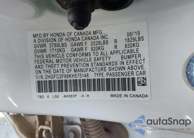 2HGFC2F88KH575148: 39584567