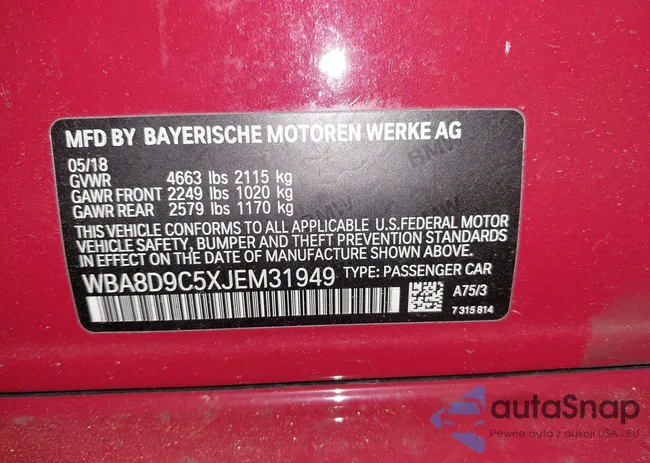 WBA8D9C5XJEM31949: 39587623