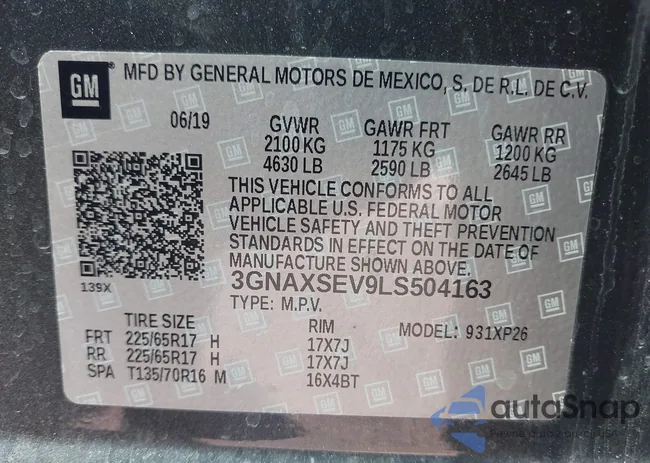 3GNAXSEV9LS504163: 39596187