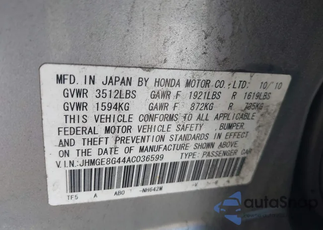 JHMGE8G44AC036599: 39601921