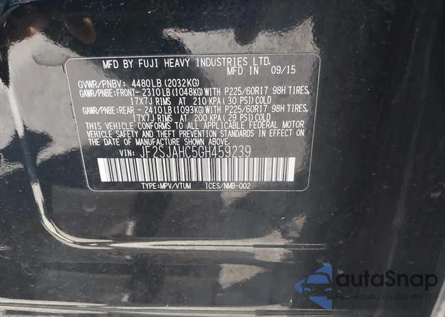 JF2SJAHC5GH459239: 39605716