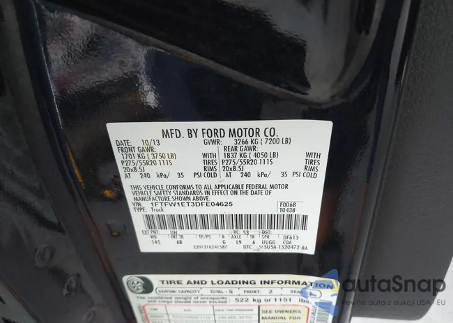 1FTFW1ET3DFE04625: 39614910