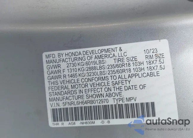 5FNRL6H64RB012970: 39619300