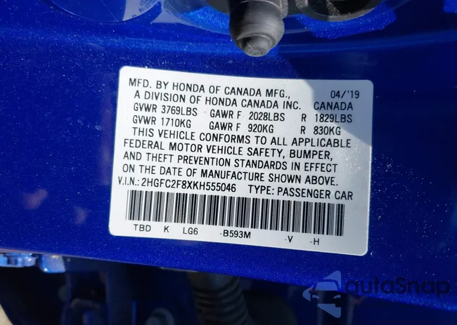 2HGFC2F8XKH555046: 39618790