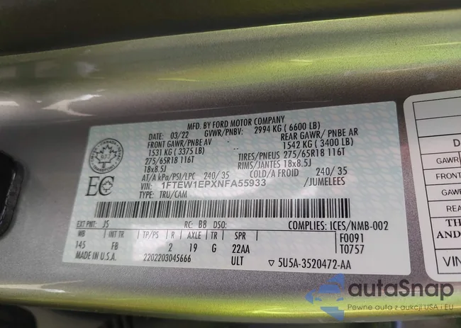 1FTEW1EPXNFA55933: 39621797