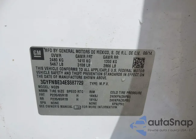 3GYFNBE34ES687729: 39626820