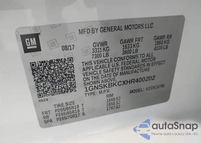 1GNSKBKCXHR400202: 39630647