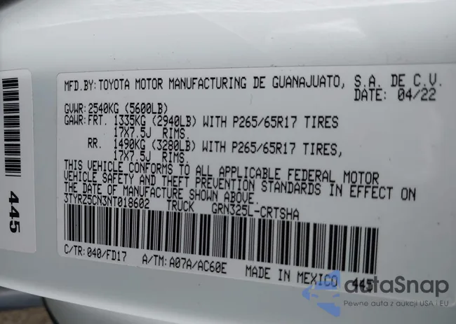 3TYRZ5CN3NT018602: 39653970