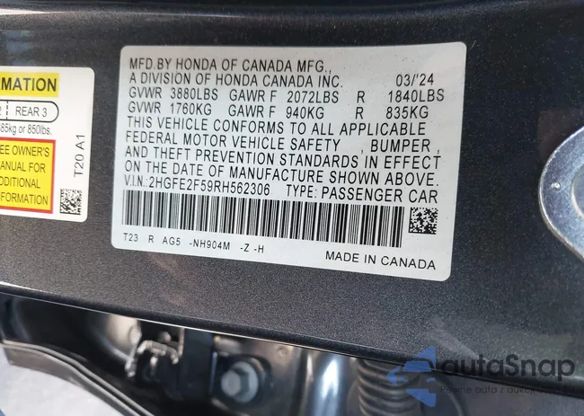 2HGFE2F59RH562306: 39663582