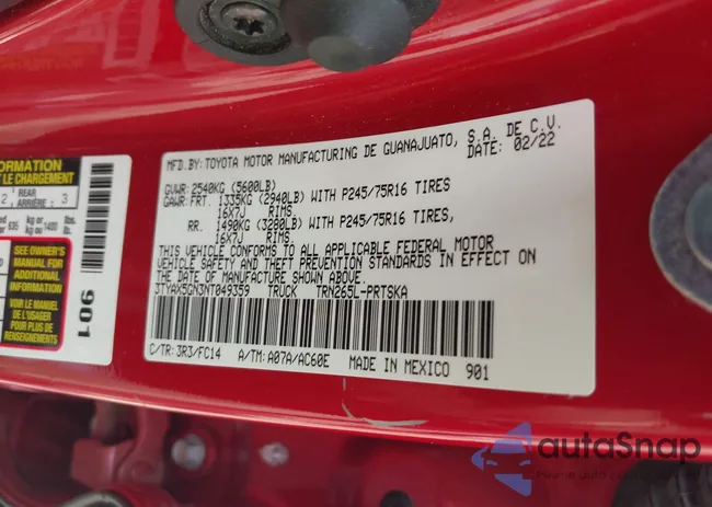 3TYAX5GN3NT049359: 39666910