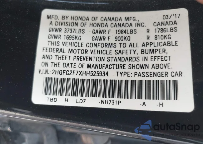 2HGFC2F7XHH525934: 39667224