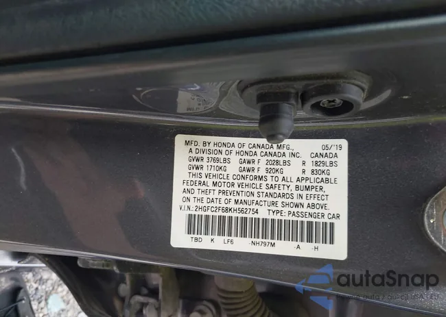 2HGFC2F68KH562754: 39679886