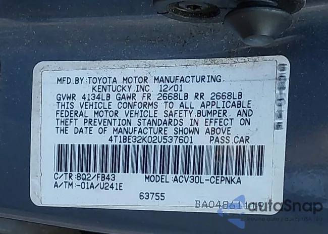 4T1BE32K02U537601: 39687834