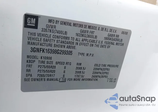 3GNFK16398G299305: 39688314