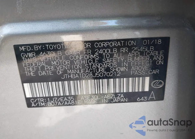 JTHBA1D28J5070212: 39689952