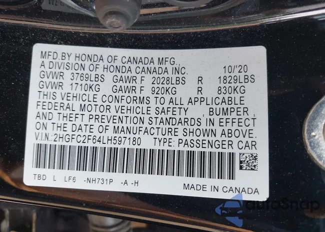 2HGFC2F64LH597180: 39690905