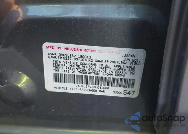 JA32U2FUXBU041006: 39697640