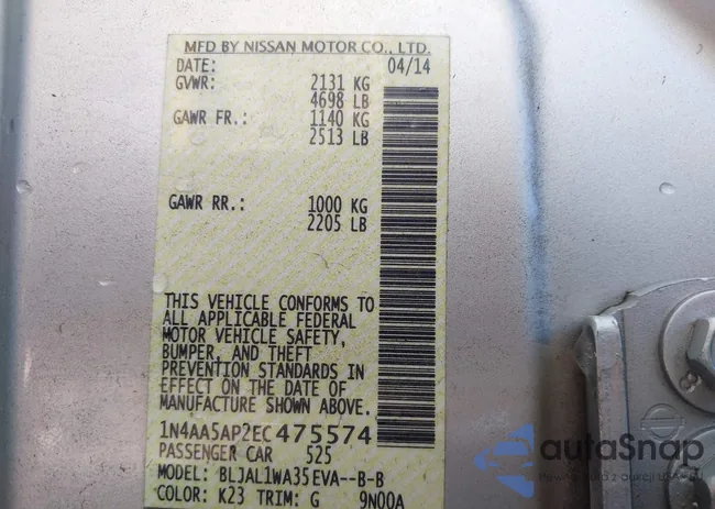 1N4AA5AP2EC475574: 39700058