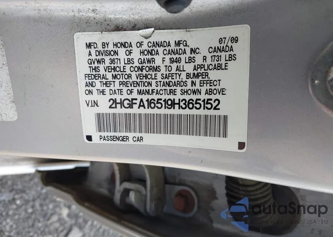 2HGFA16519H365152: 39702176