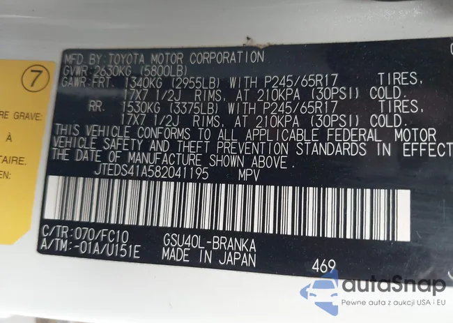 JTEDS41A582041195: 39710019