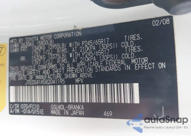 JTEDS41A582041195: 39710019