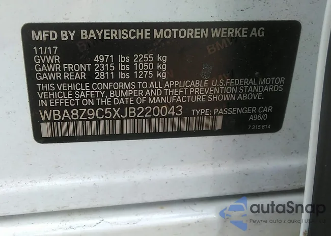 WBA8Z9C5XJB220043: 39710636