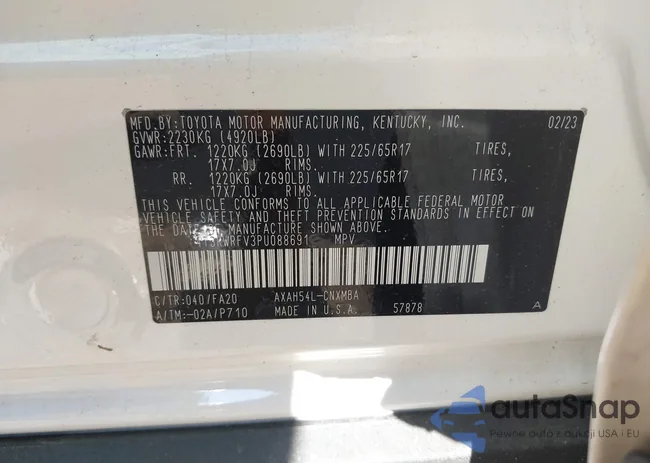 4T3RWRFV3PU088691: 39713560