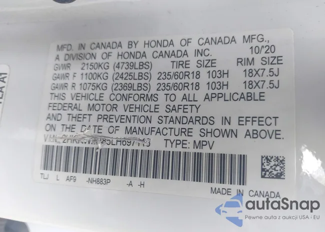 2HKRW2H85LH697118: 39721120