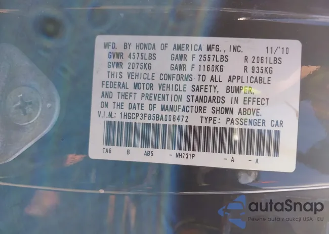 1HGCP3F85BA008472: 39727332