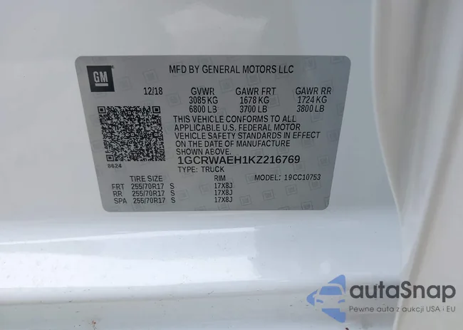 1GCRWAEH1KZ216769: 39732009