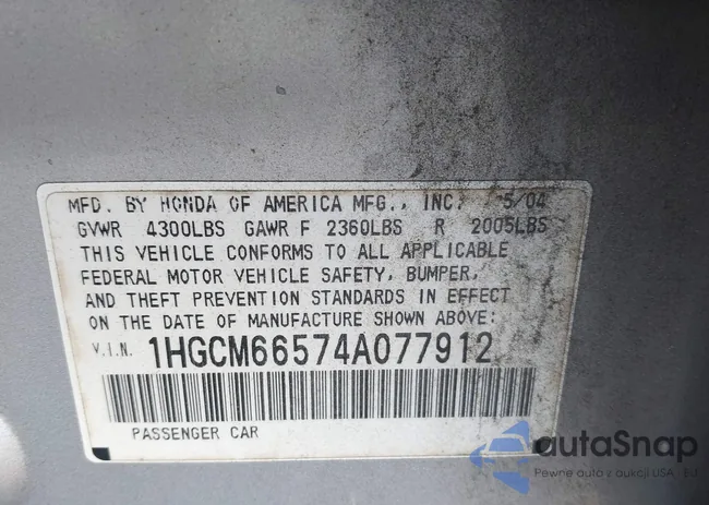 1HGCM66574A077912: 39740584