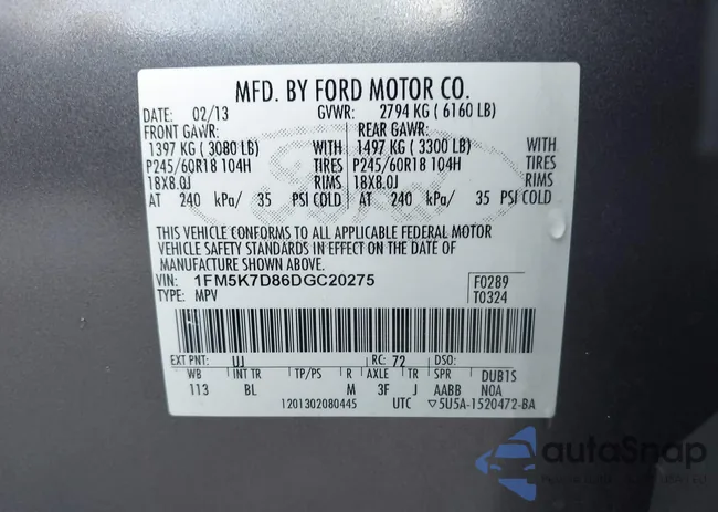 1FM5K7D86DGC20275: 39753621