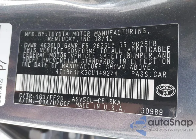 4T1BF1FK3CU149274: 39756528