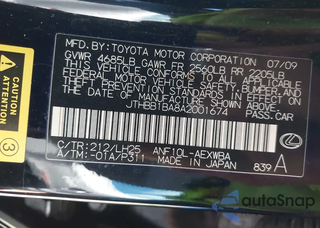 JTHBB1BA8A2001674: 39757810