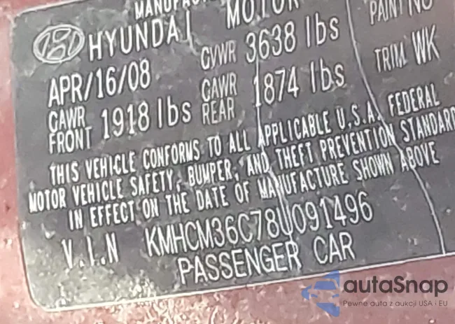 KMHCM36C78U091496: 39762864