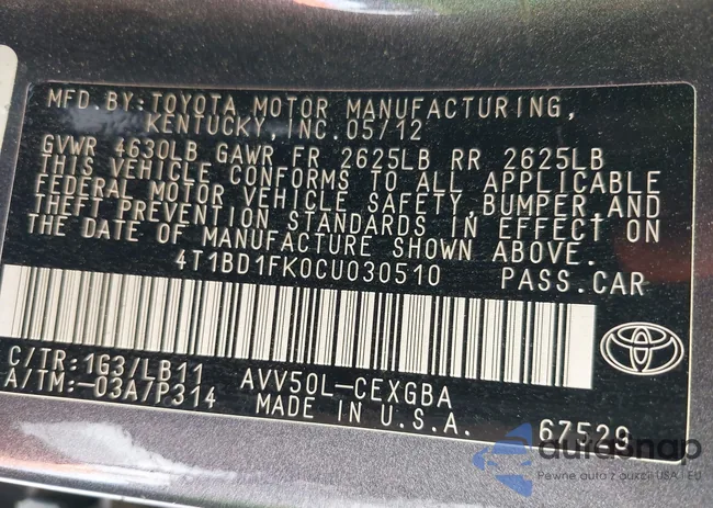 4T1BD1FK0CU030510: 39770872