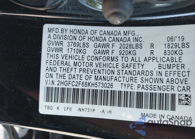 2HGFC2F68KH573026: 39793242