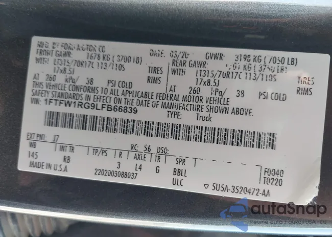 1FTFW1RG9LFB66839: 39800741