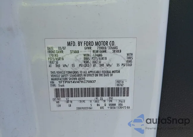 1FTPW14V47KC70937: 39801080