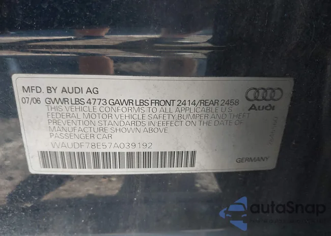 WAUDF78E57A039192: 39803088