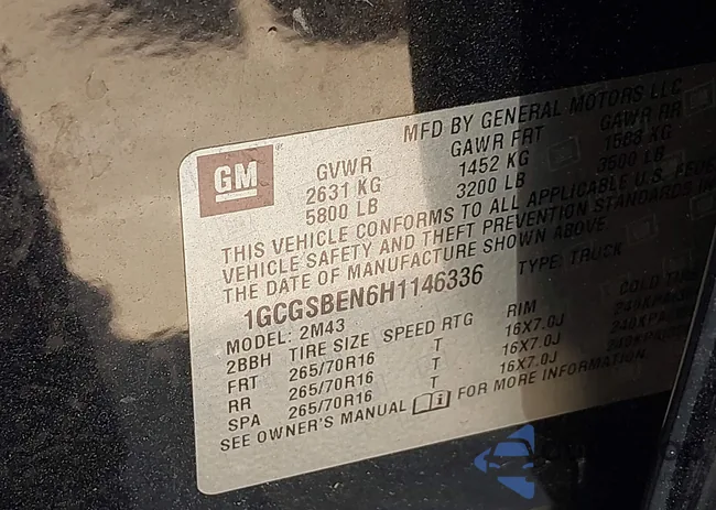 1GCGSBEN6H1146336: 39806341