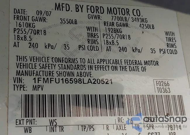 1FMFU16598LA20521: 39806580