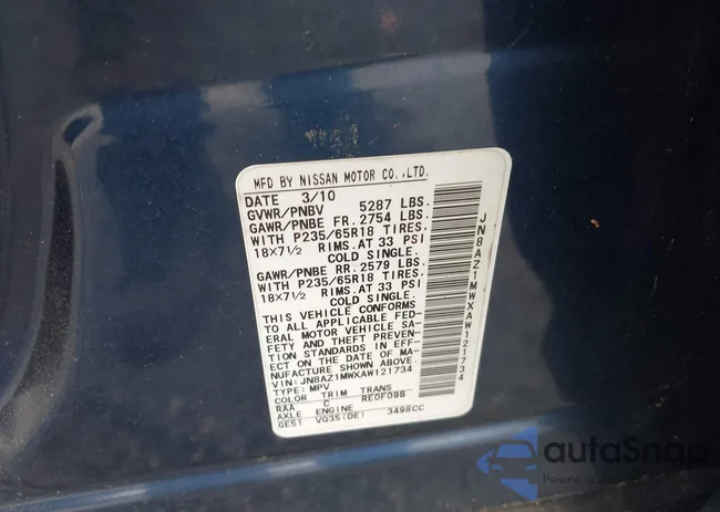 JN8AZ1MWXAW121734: 39812865